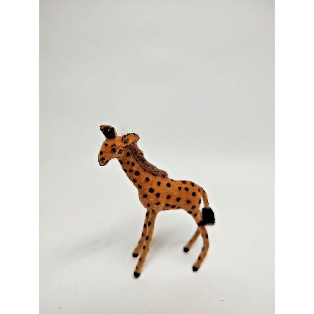Vintage Wagner Giraffe Handwork Flocked Germany Zoo Figurine 3.5" Tall